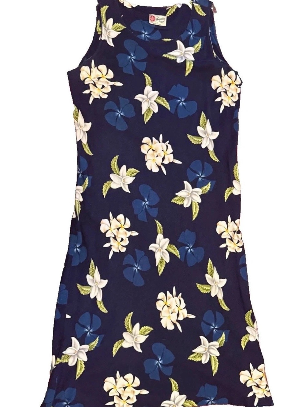 Hilo Hattie Hawaiian Maxi Dress XL  Blue Floral Print Sheath